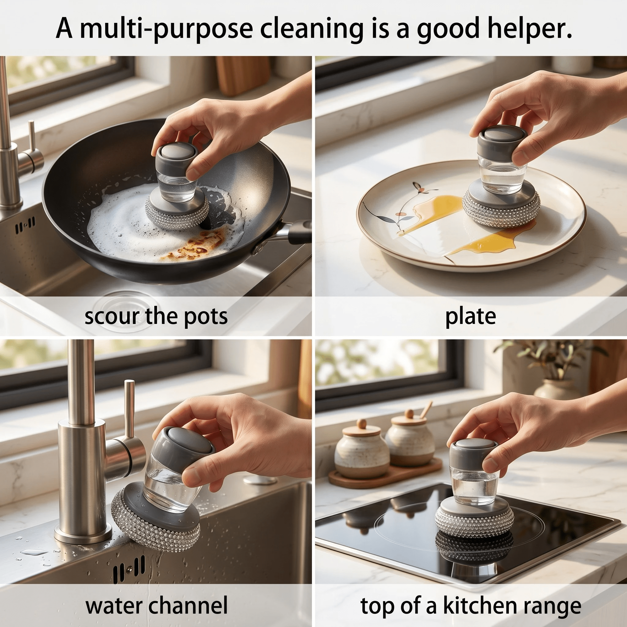 3-in-1 Faucet Filter, Window Cleaning Brush & Steel Wire Scrubber - Digital Traders
