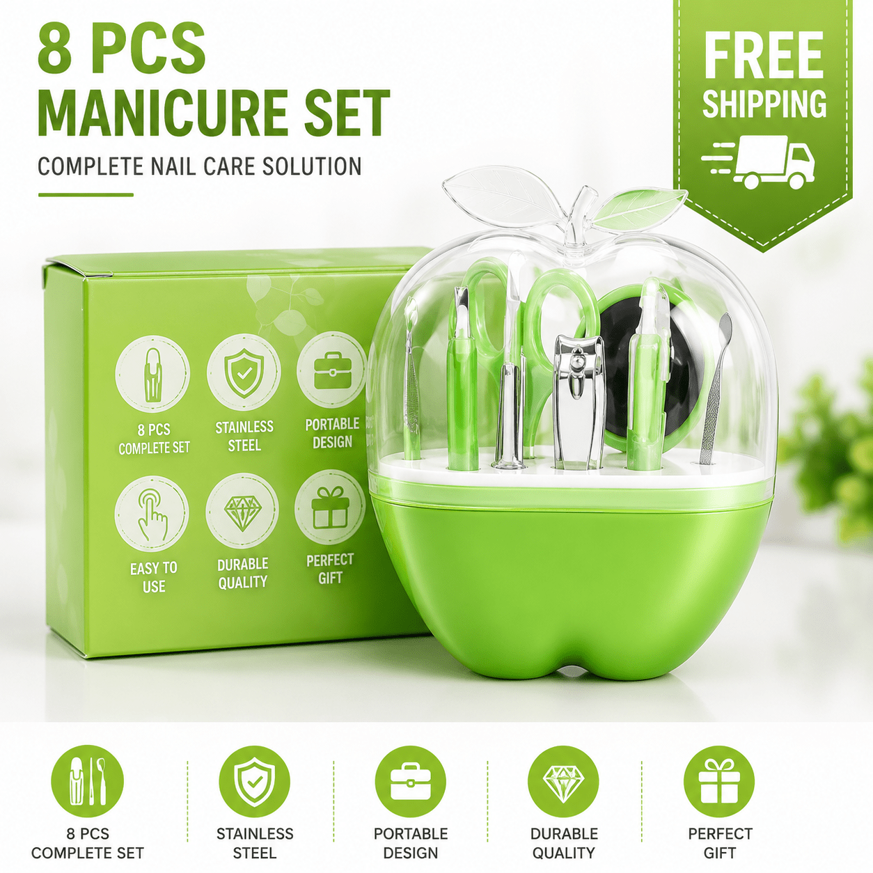8-Piece Manicure & Pedicure Set Portable Nail Care - Digital Traders