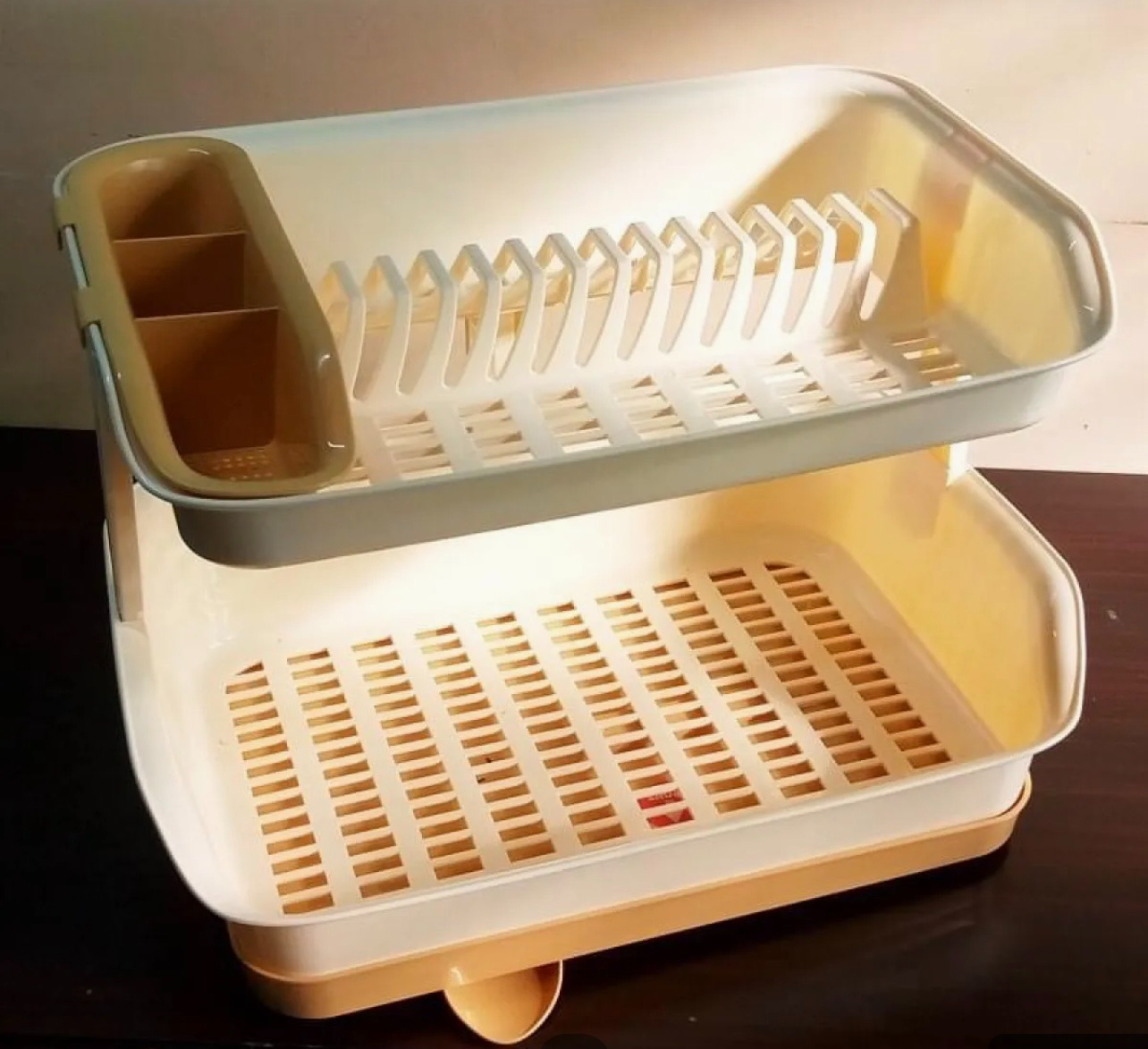 2 Tier Kitchen Dish Drying Rack with Drain Tray & Cutlery Holder