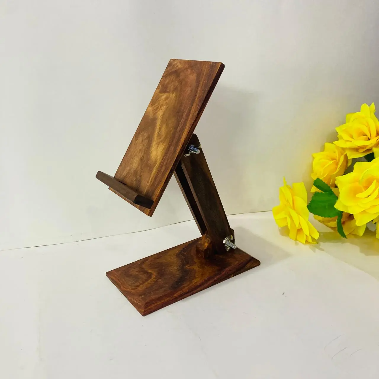 Hand Made Wooden Adjustable Mobile Stand