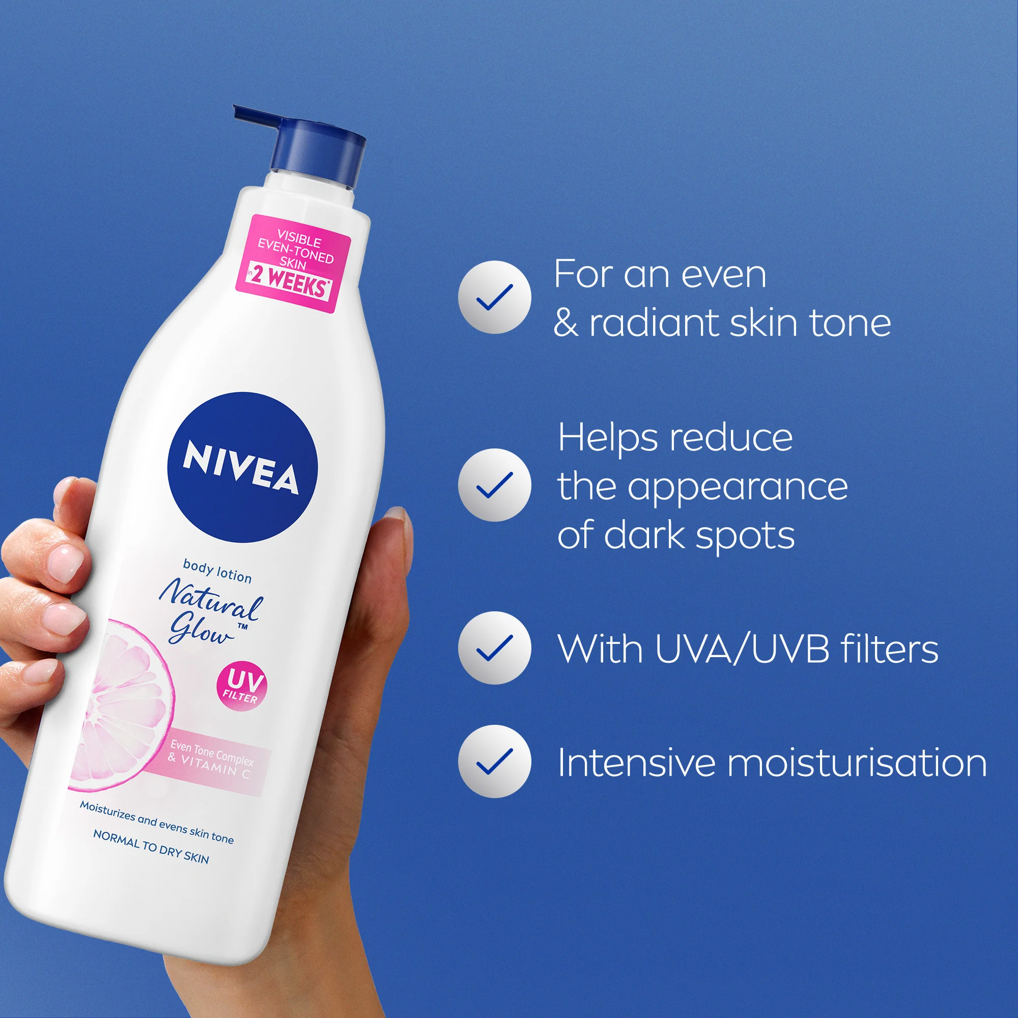 NIVEA Natural Glow Body Lotion with Vitamin C & UV Filter