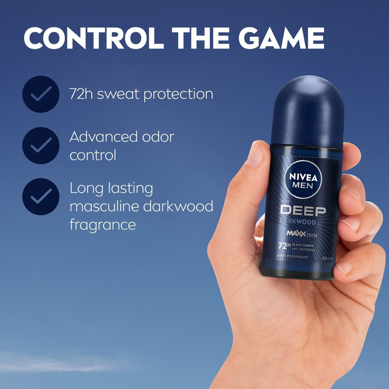 NIVEA MEN Deep Black Carbon Espresso Roll-On Deodorant 50ml |