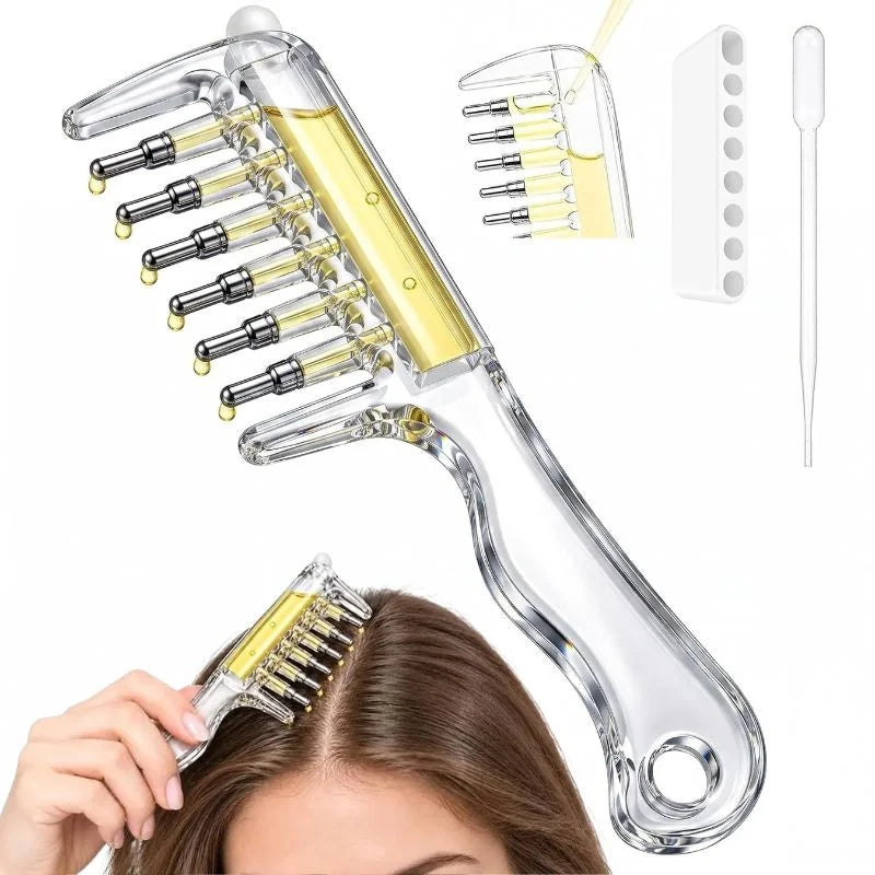 Transparent Hair Oil Applicator Comb | Refillable Scalp Massage Comb