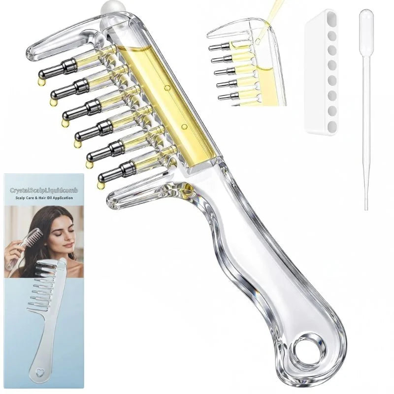 Transparent Hair Oil Applicator Comb | Refillable Scalp Massage Comb