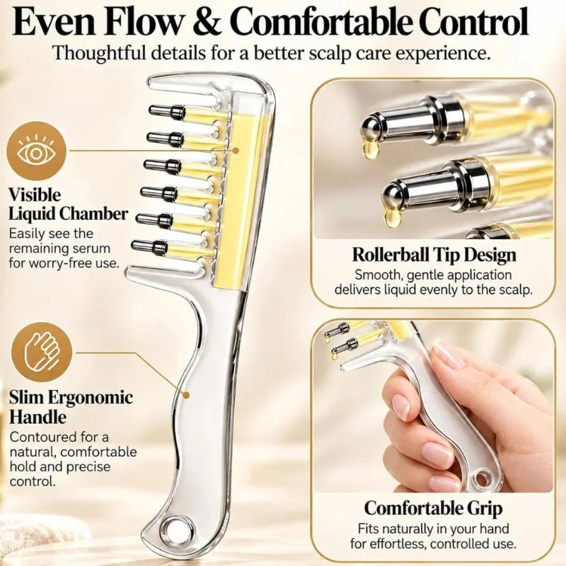 Transparent Hair Oil Applicator Comb | Refillable Scalp Massage Comb