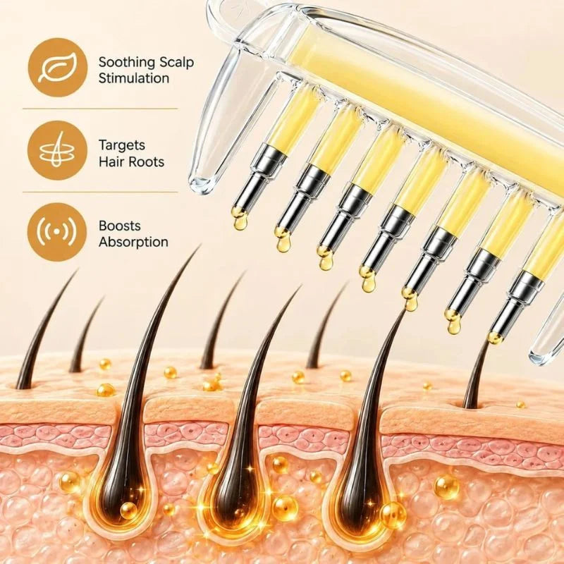 Transparent Hair Oil Applicator Comb | Refillable Scalp Massage Comb