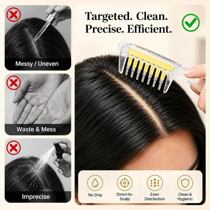 Transparent Hair Oil Applicator Comb | Refillable Scalp Massage Comb